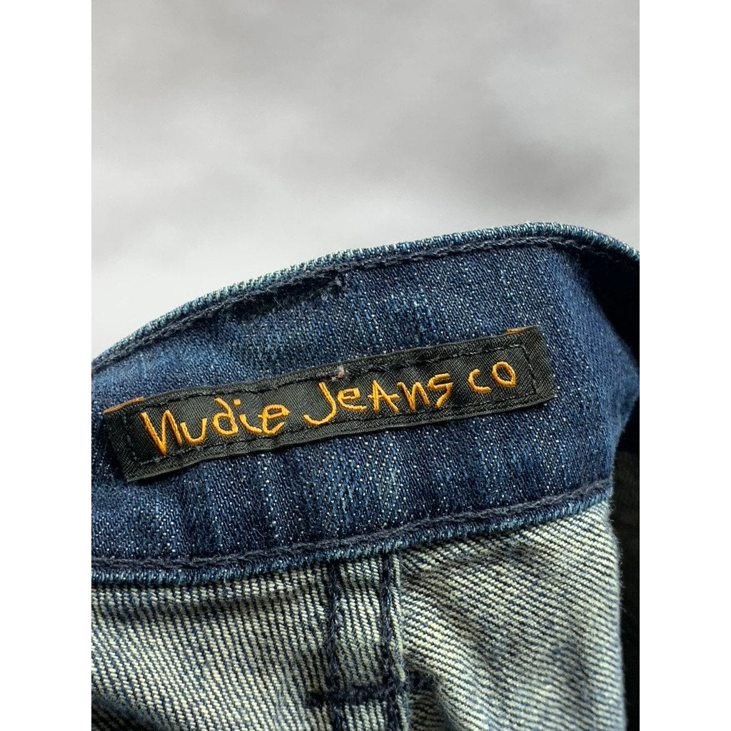 NUDIE JEANS CO Men's Indigo Blue Denim Five-Pocket Slim-Leg Jeans SZ 33X34