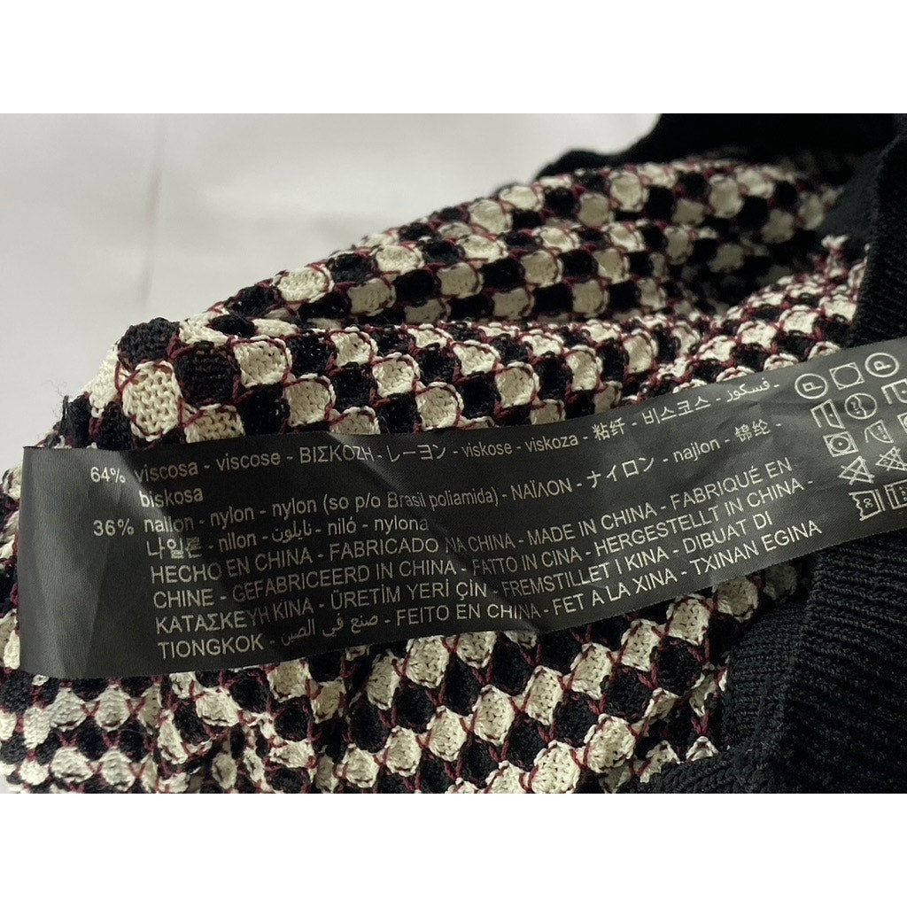 ZARA KNIT Women's Black-White Textured Button-Up Long Sleeve Cardigan SZ S