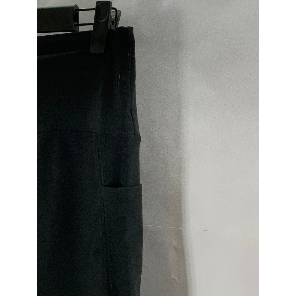 UNBRANDED Women's Black Solid Pull-On Side Pocket Biker Shorts SZ L/XL