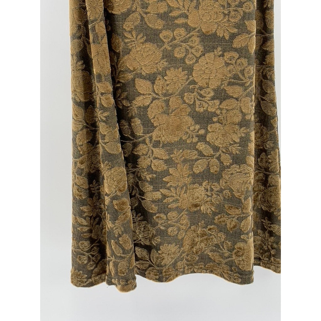 21 TWENTY ONE Women's Brown Velour Floral Scoop-Neck A-Line Mini Dress SZ M