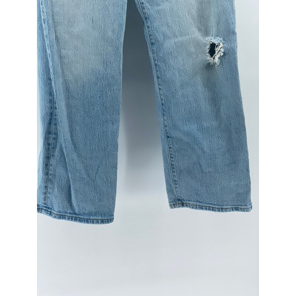 LEVI'S Women's Light Wash Denim Ribcage Straight Ankle Button-Fly Jeans SZ 27