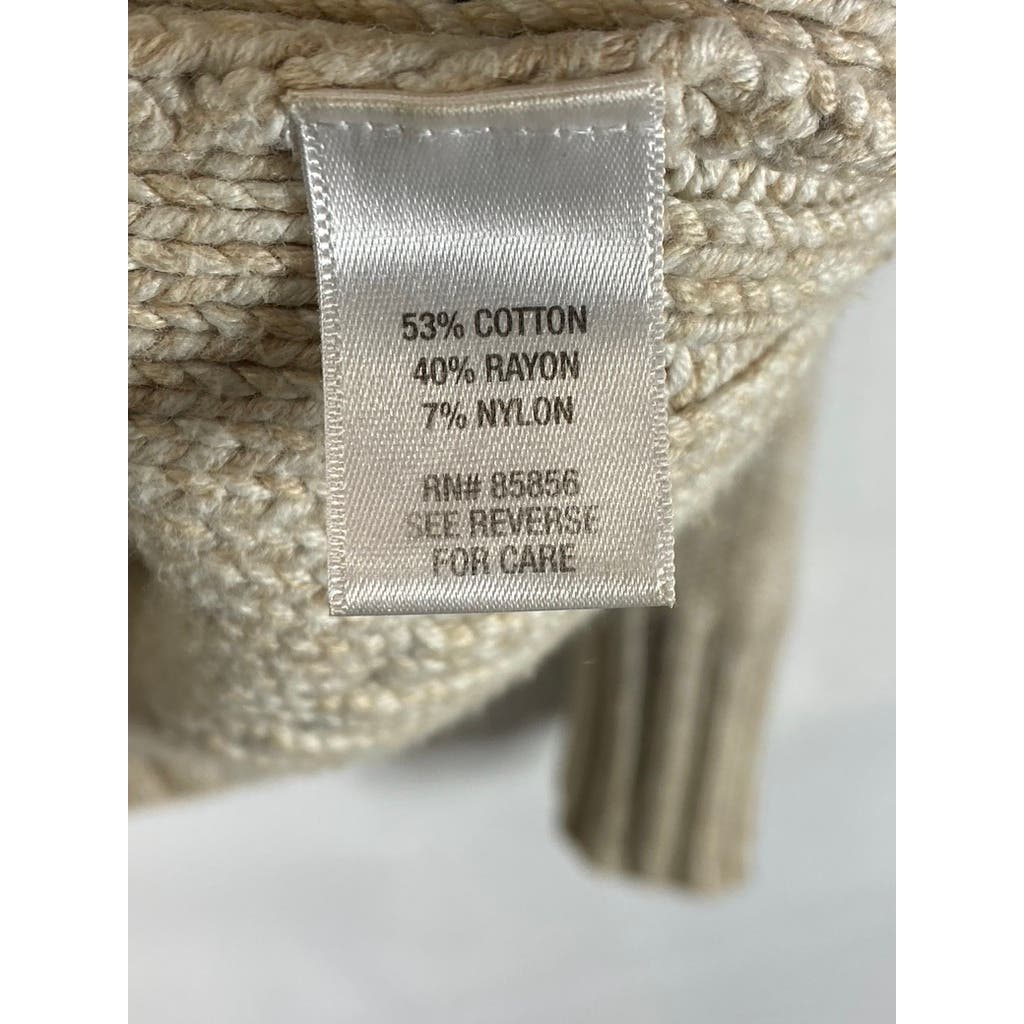 GUIDE SERIES Women's Beige Button Down Ribbed Hooded Sweater SZ 1X