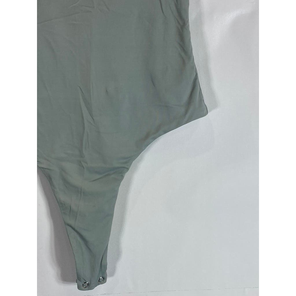 MESHKI Women's Pastel Sage Green Scoop Neck Sleeveless Bodysuit SZ S