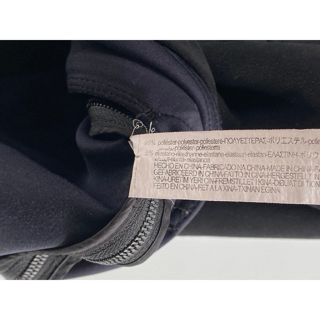 ZARA Men's Black Faux-Suede Pullover Half-Zip Long Sleeve Hooded Sweater SZ L-XL