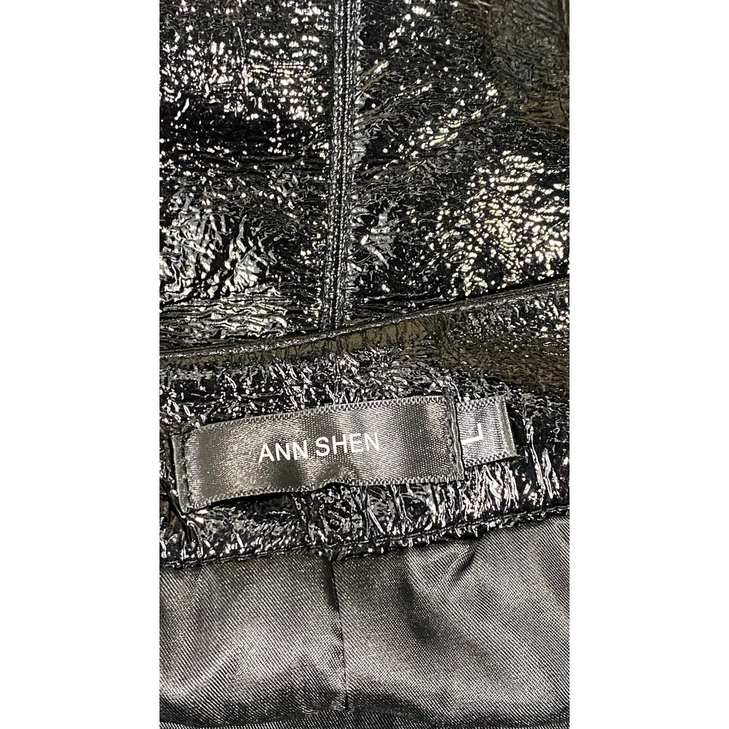 ANN SHEN Women's Black Faux Leather Straight Mini Skirt SZ L