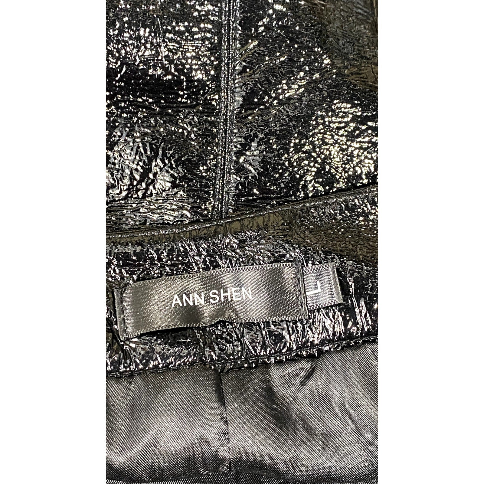 ANN SHEN Women's Black Faux Leather Straight Mini Skirt SZ L