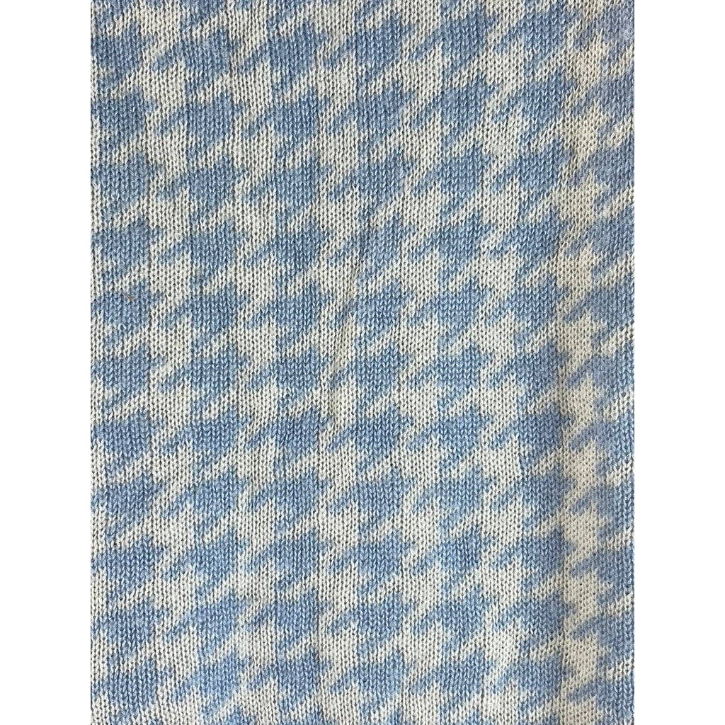 H&M DIVIDED Women's Cream/Blue Houndstooth V-Neck Sweater Vest SZ L