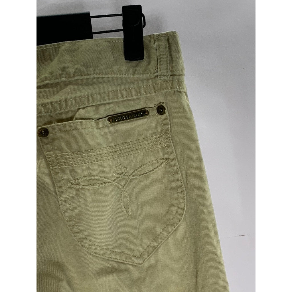 BRITTANIA Women's Tan Five-Pocket Wide-Leg Jeans SZ 32