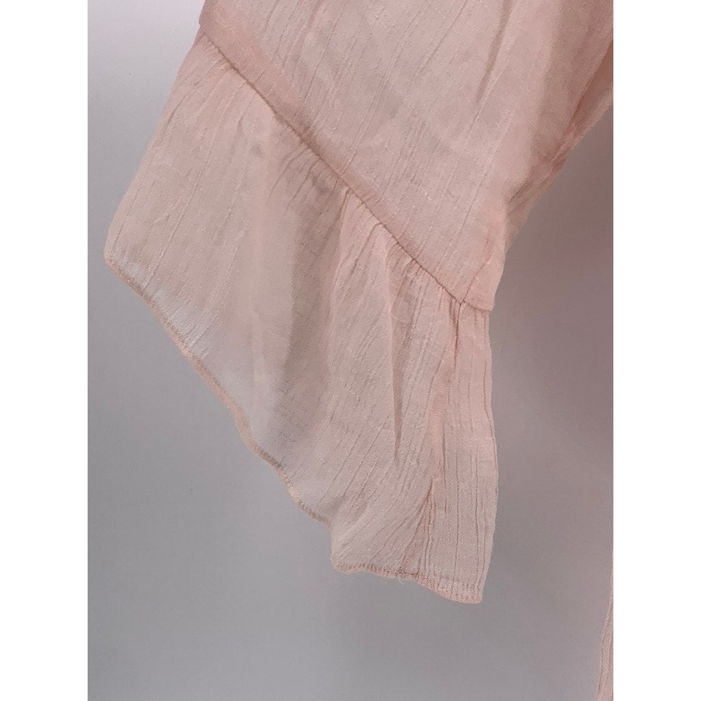 ZAC & RACHEL Women's Light Pink Flare Elbow Sleeve Top SZ L