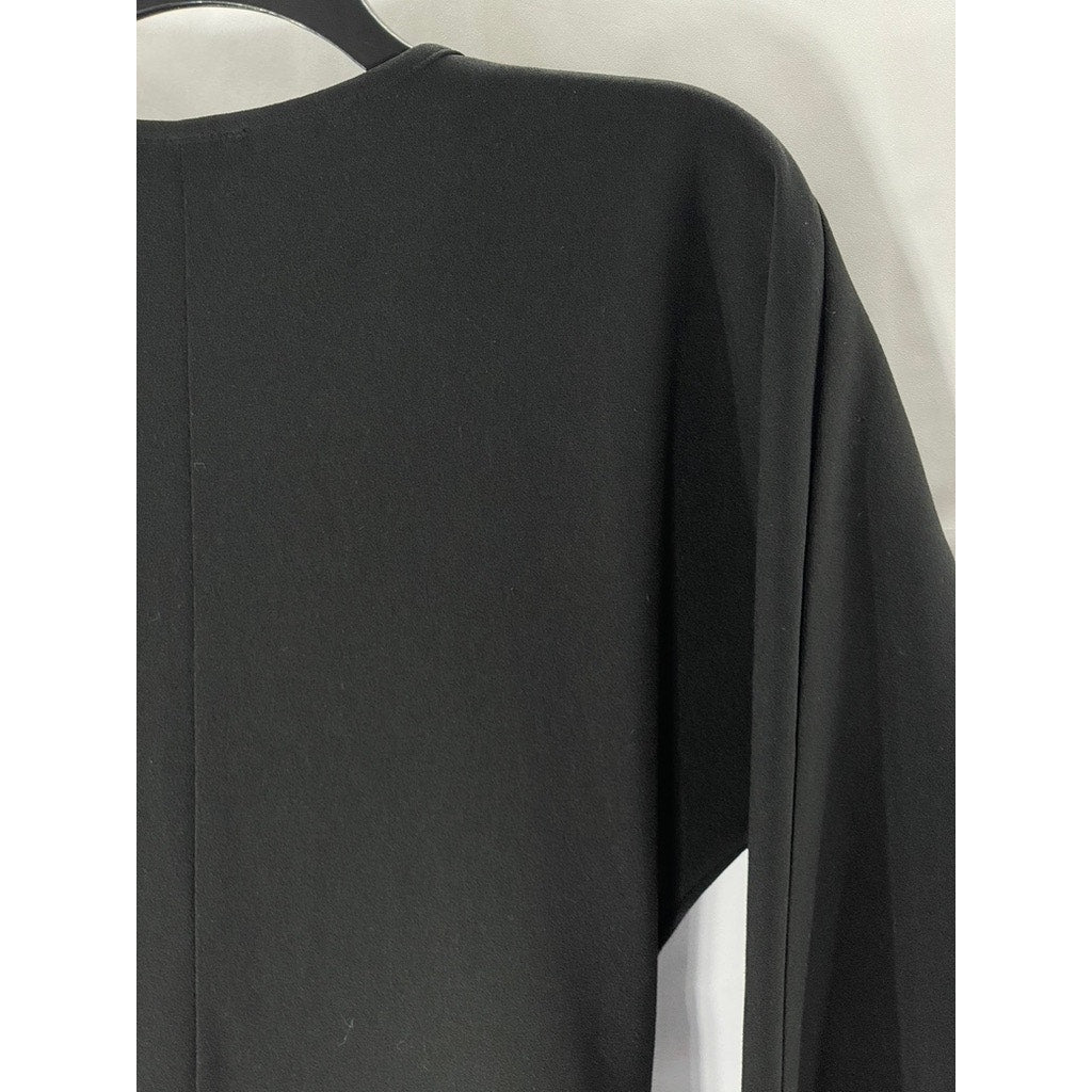 ASOS Women’s Black Pleated Long Sleeve Wrap Midi Dress SZ 6