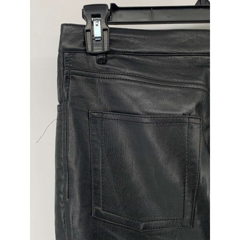 WILFRED FREE Women's Black Faux Leather Five-Pocket Straight-Leg Pant SZ 2