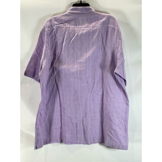 TASSO ELBA Island Men's Purple Linen-Blend Button-Up Short Sleeve Shirt SZ 2XL