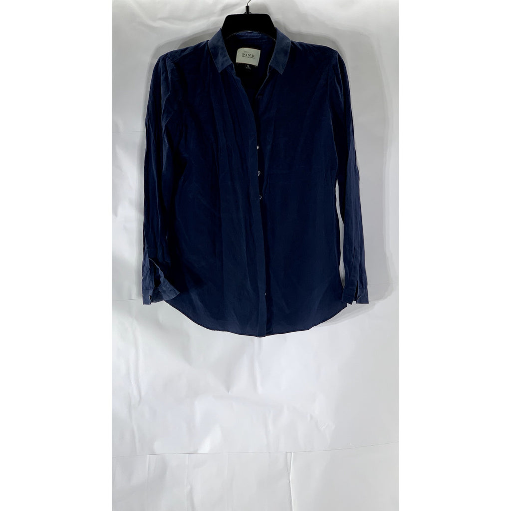 PINK THOMAS PINK LONDON Women’s Navy Silk Button-Up Long Sleeve Top SZ 10 (US6)