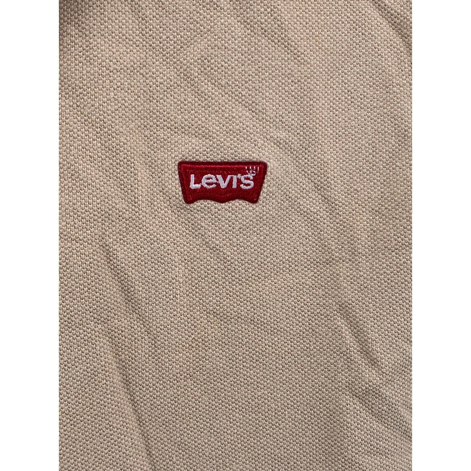 LEVI'S Men's Tan Solid Embroidered Logo Short Sleeve Housemark Polo Shirt SZ M
