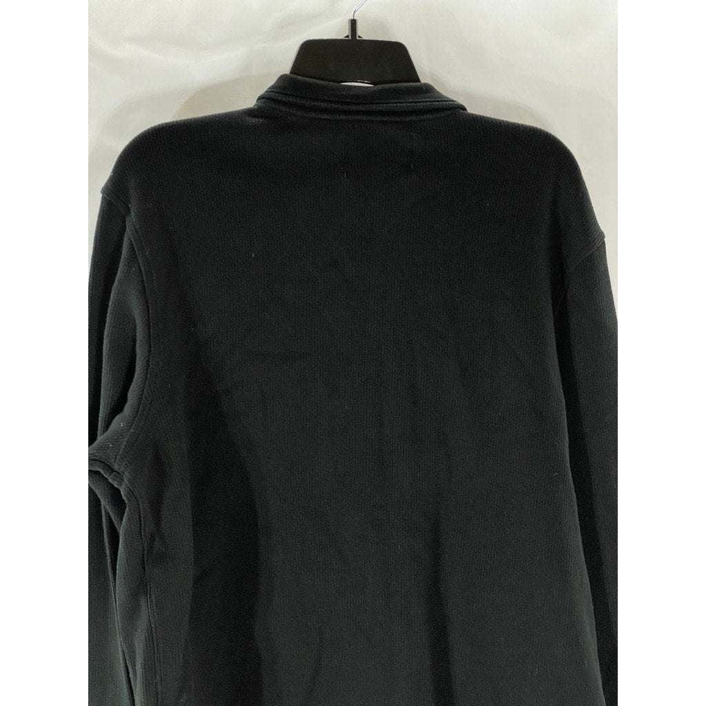 BANANA REPUBLIC Men's Black Rib Stand Collar Zip-Up Long Sleeve Sweater SZ L