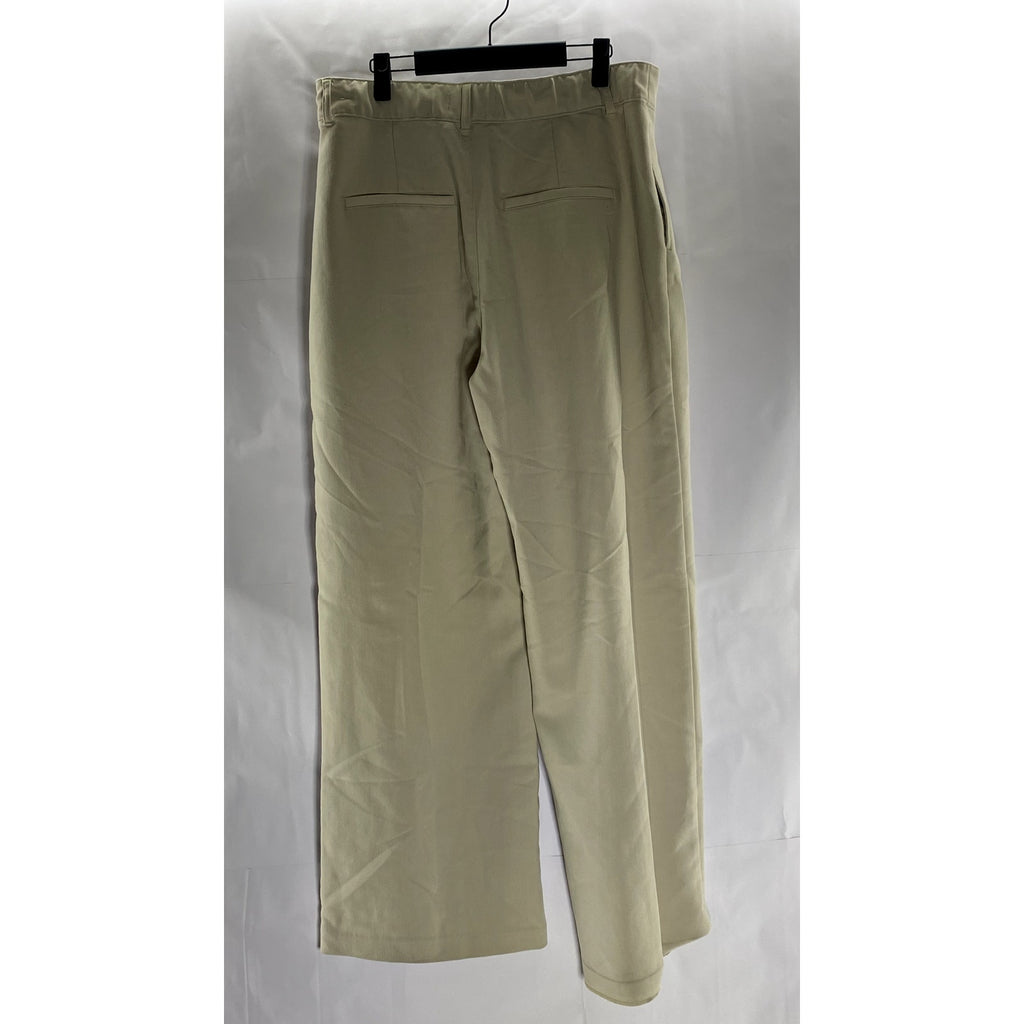 ABERCROMBIE & FITCH Women's Beige Pleated Straight Wide-Leg Pant SZ L