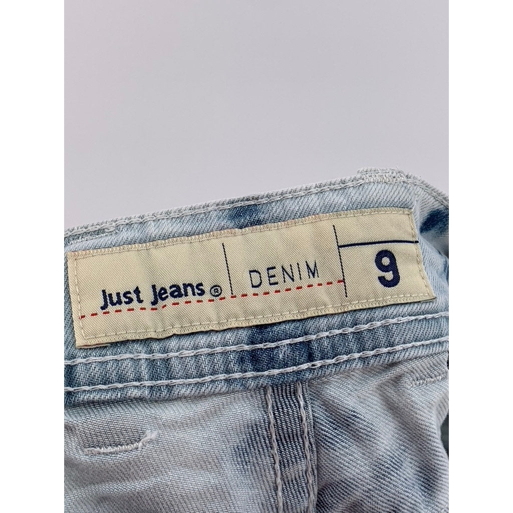JUST JEANS Women's Blue-White Denim Tie-Dye Shorts SZ 9