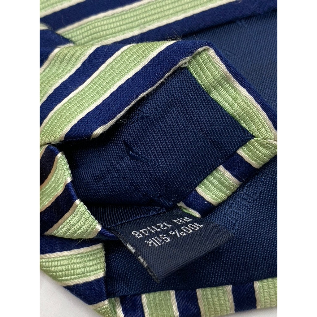 NÁUTICA Men’s Green-Navy Blue Silk Striped Tie SZ OS