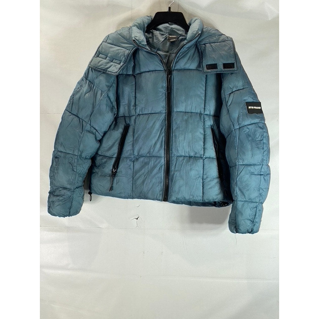 URBAN OUTFITTERS iets frans Women's Blue Recycled Riga Hooded Puffer Jacket SZ M