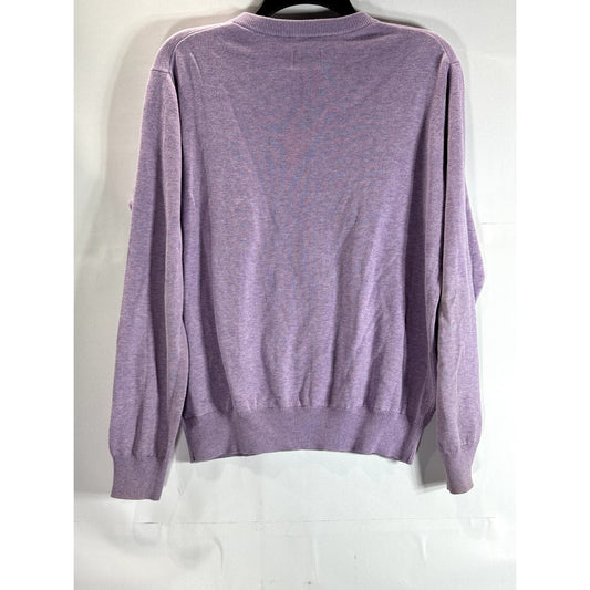 UNTUCKIT Men's Lilac V-Neck Cotton Long Sleeve Pullover Sweater SZ M