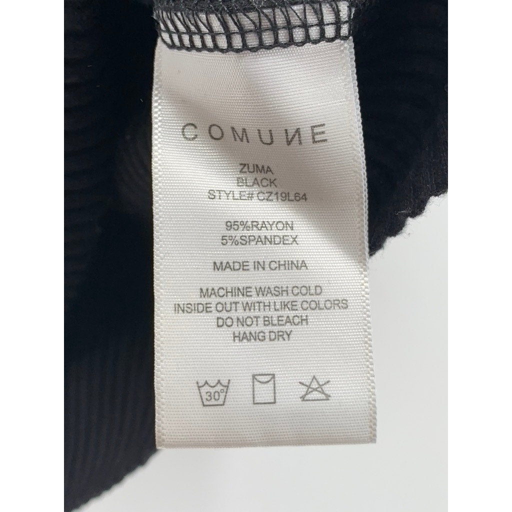 COMMUNE Women’s Black Ribbed Crewneck Long Sleeve Top SZ S
