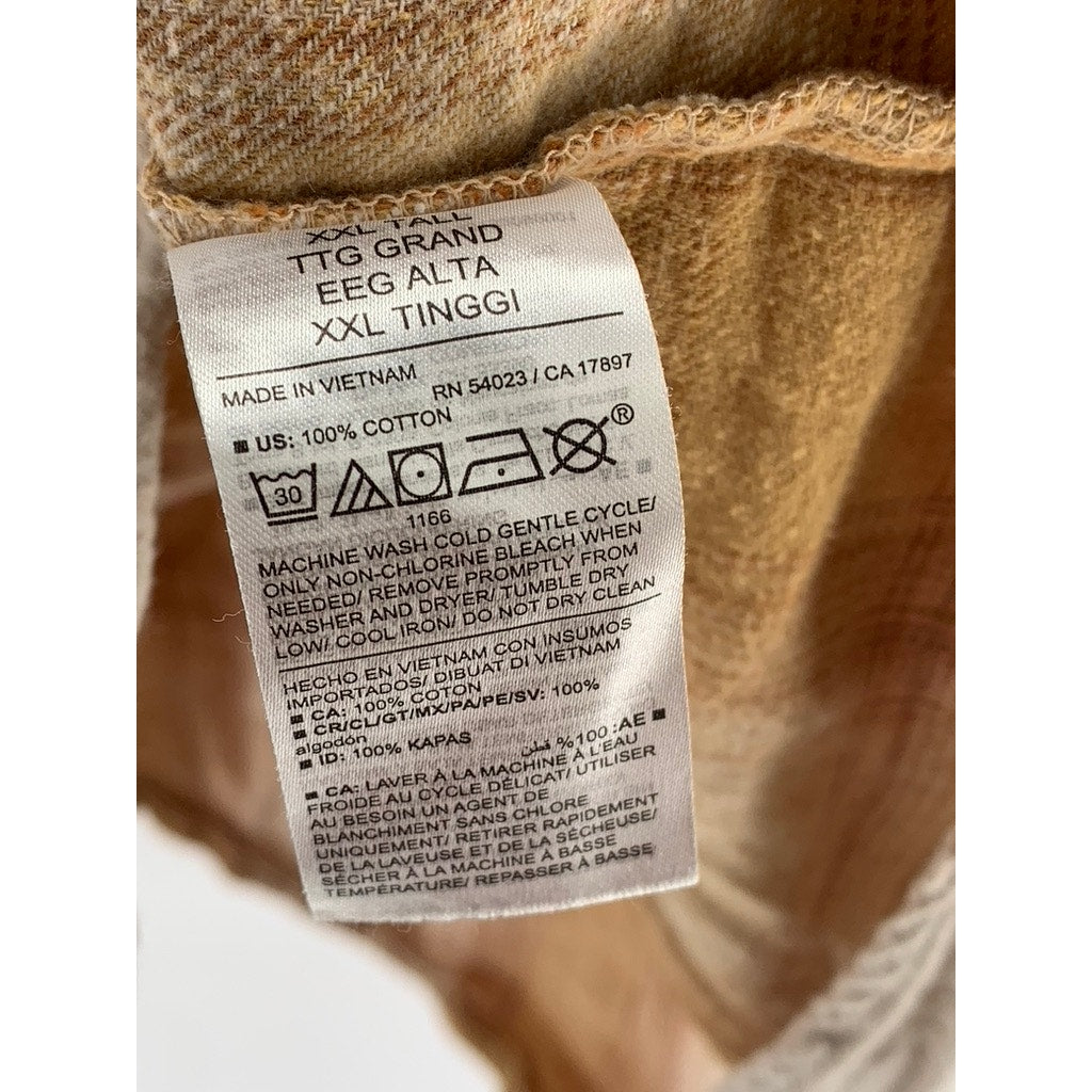 OLD NAVY Women's Tall Tan Flannel The Boyfriend Button-Up Top SZ 2XL