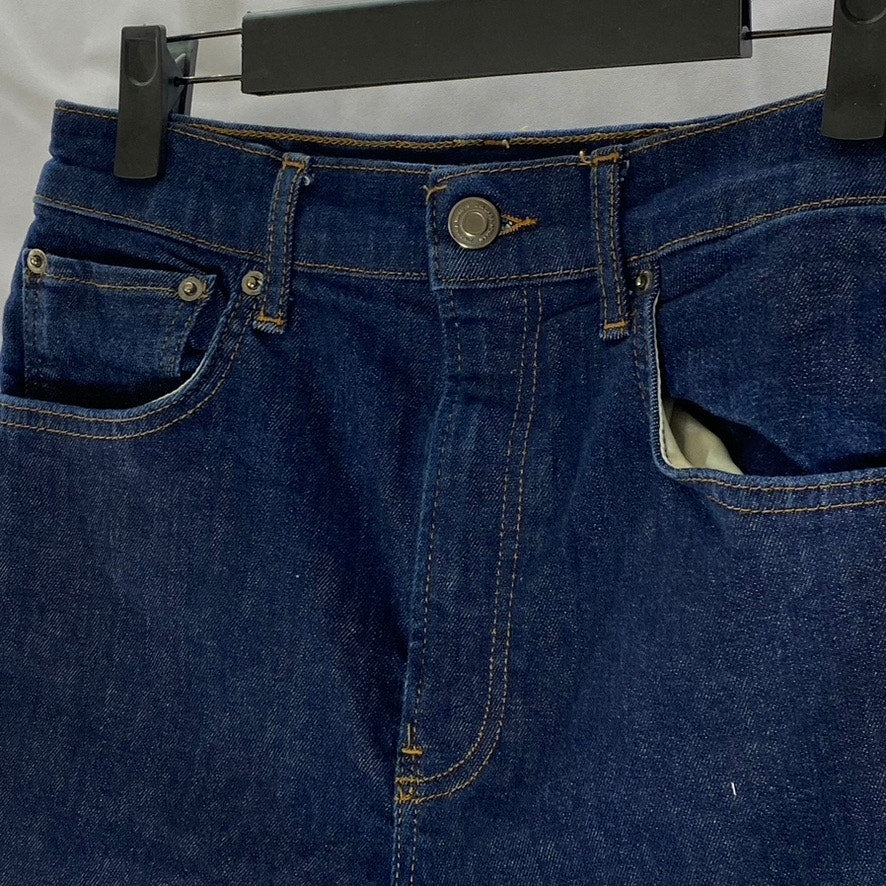 ZARA Women's Dark Blue Denim Mid-Rise Straight-Leg Five-Pocket Jeans SZ 8