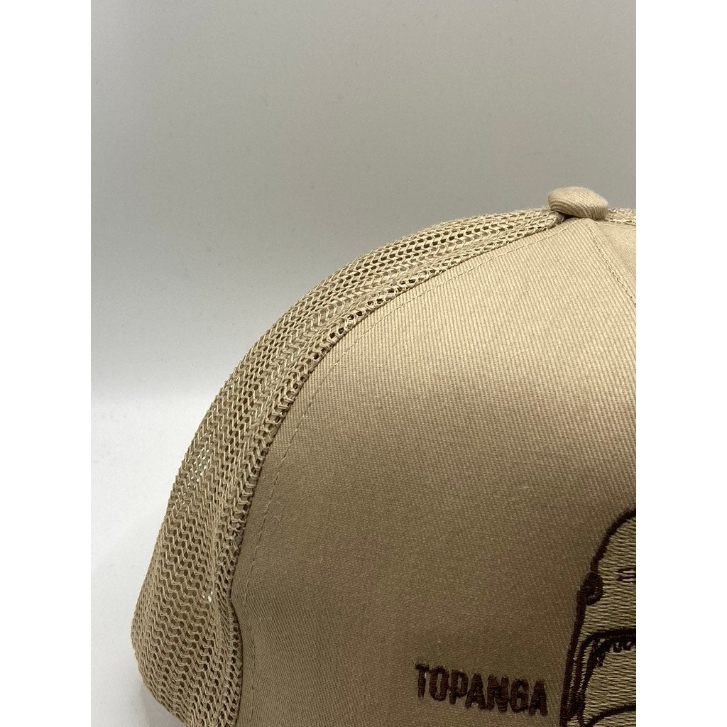 BUSTO AND SUN Men's Tan Embroidered Topanga Shark Logo Mesh Snapback Hat OS