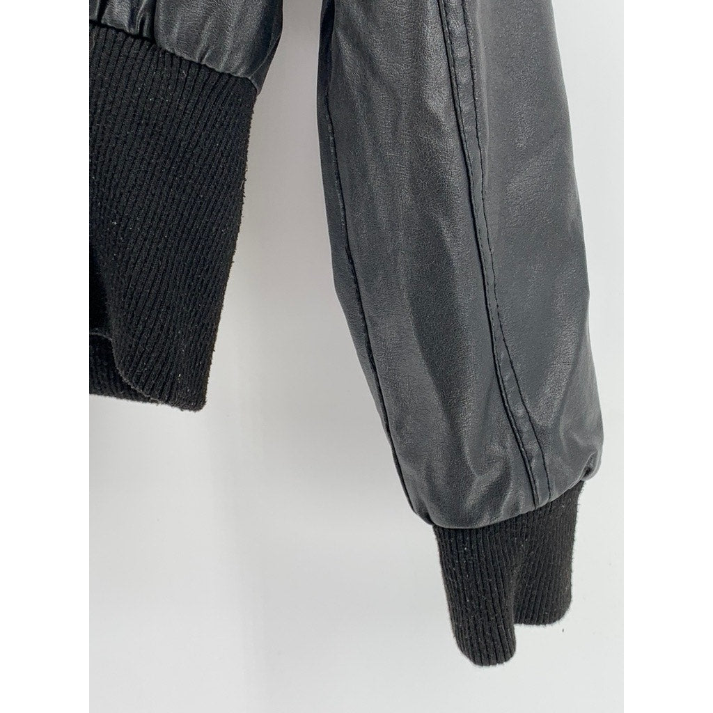 NEW LOOK Women's Black Faux-Leather Zip-Up Moto Jacket SZ M
