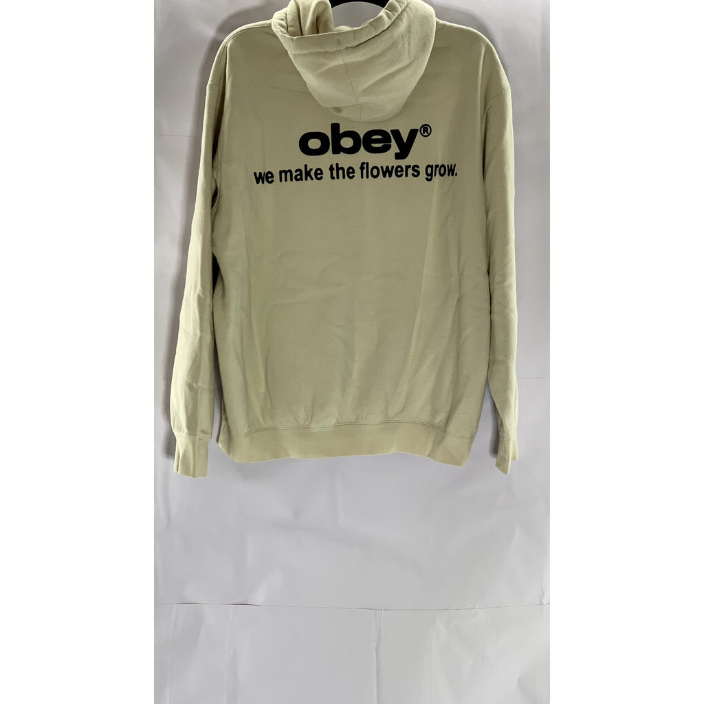 OBEY Men's Beige We Make The Flowers Grow Graphic Hoodie SZ M