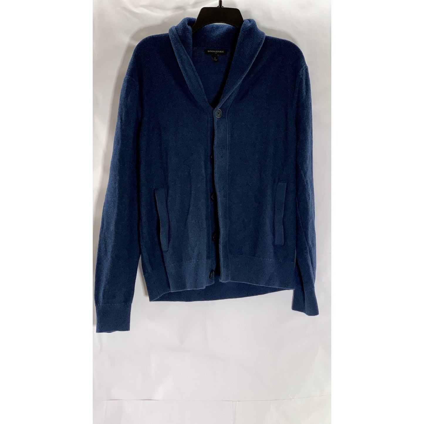 BANANA REPUBLIC Men's Blue Button front Shawl Collar Cotton Cardigan SZ L