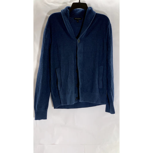 BANANA REPUBLIC Men's Blue Button front Shawl Collar Cotton Cardigan SZ L