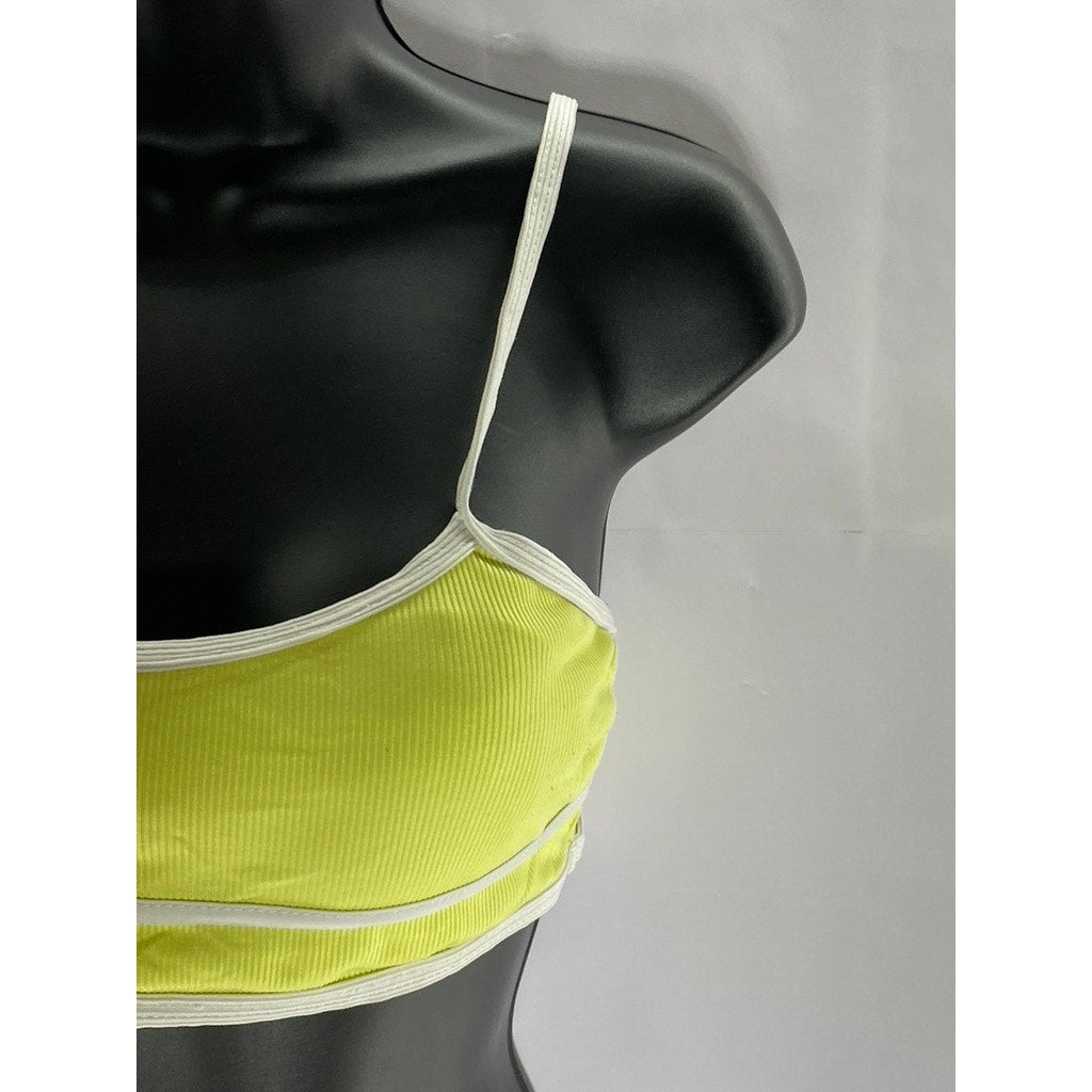 SHEIN Women's Yellow/White Ribbed Adjustable Strap Bralette SZ S