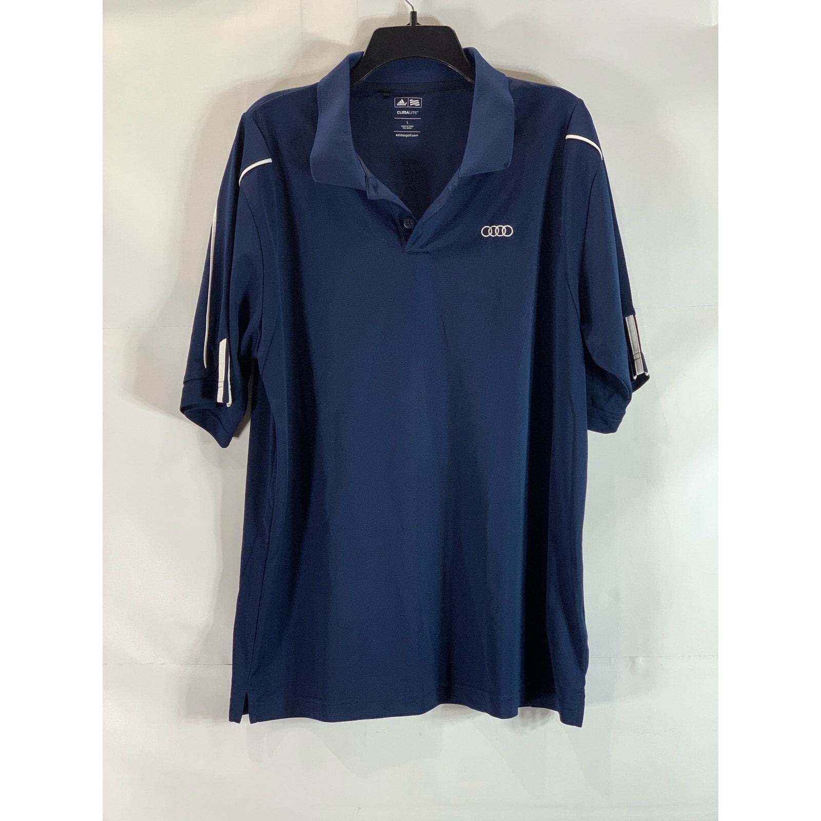 ADIDAS Men's Navy Climalite Standard-Fit Short Sleeve Golf Polo SZ L