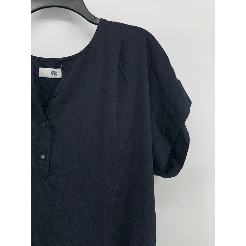 CARGO CREW Women's Navy Solid Half-Button Short Sleeve Uniform Shirt SZ 14(US10)