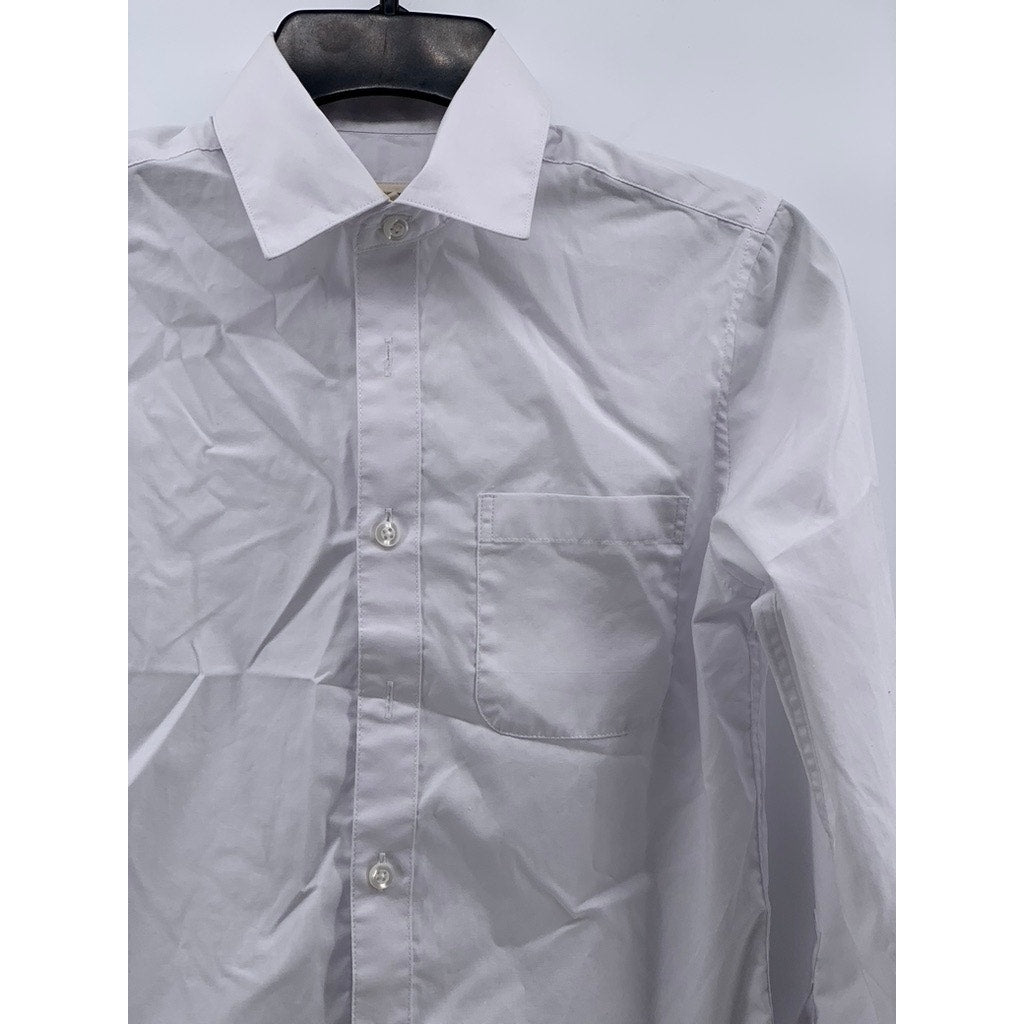 APPAMAN Boy's White Solid Button-Up Long Sleeve Shirt SZ 12