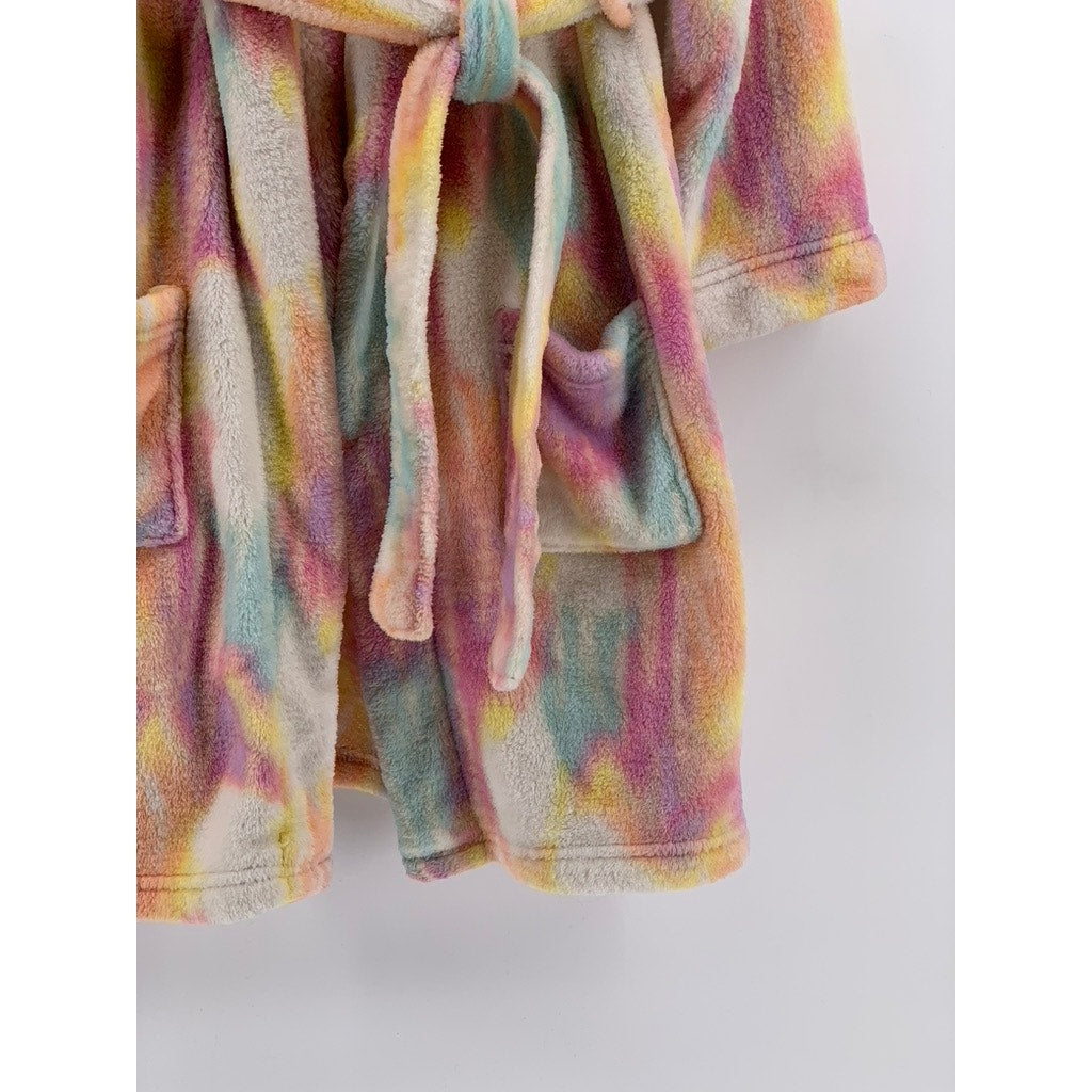 CAT & JACK GIRLS' Multi Color Tie-Dye Hooded Fleece Robe SZ L