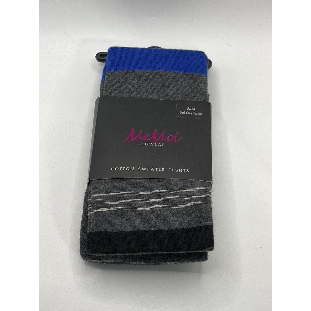 MEMOI Women's Dark Gray Heather Striped-Printed Palette Sweater Tights SZ S/M