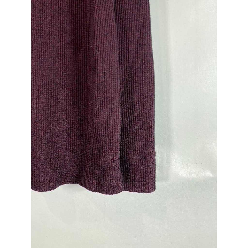 BONOBOS Men's Burgundy Slim-Fit Waffle Knit Long Sleeve Henley Shirt SZ L