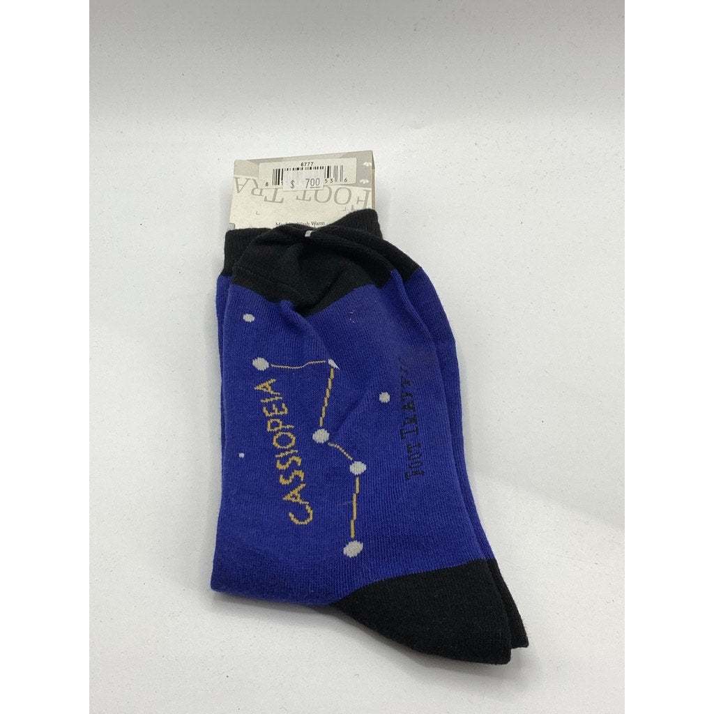 FOOT TRAFFIC Women's Blue-Black Galaxy Print Crew Socks SZ 4-10