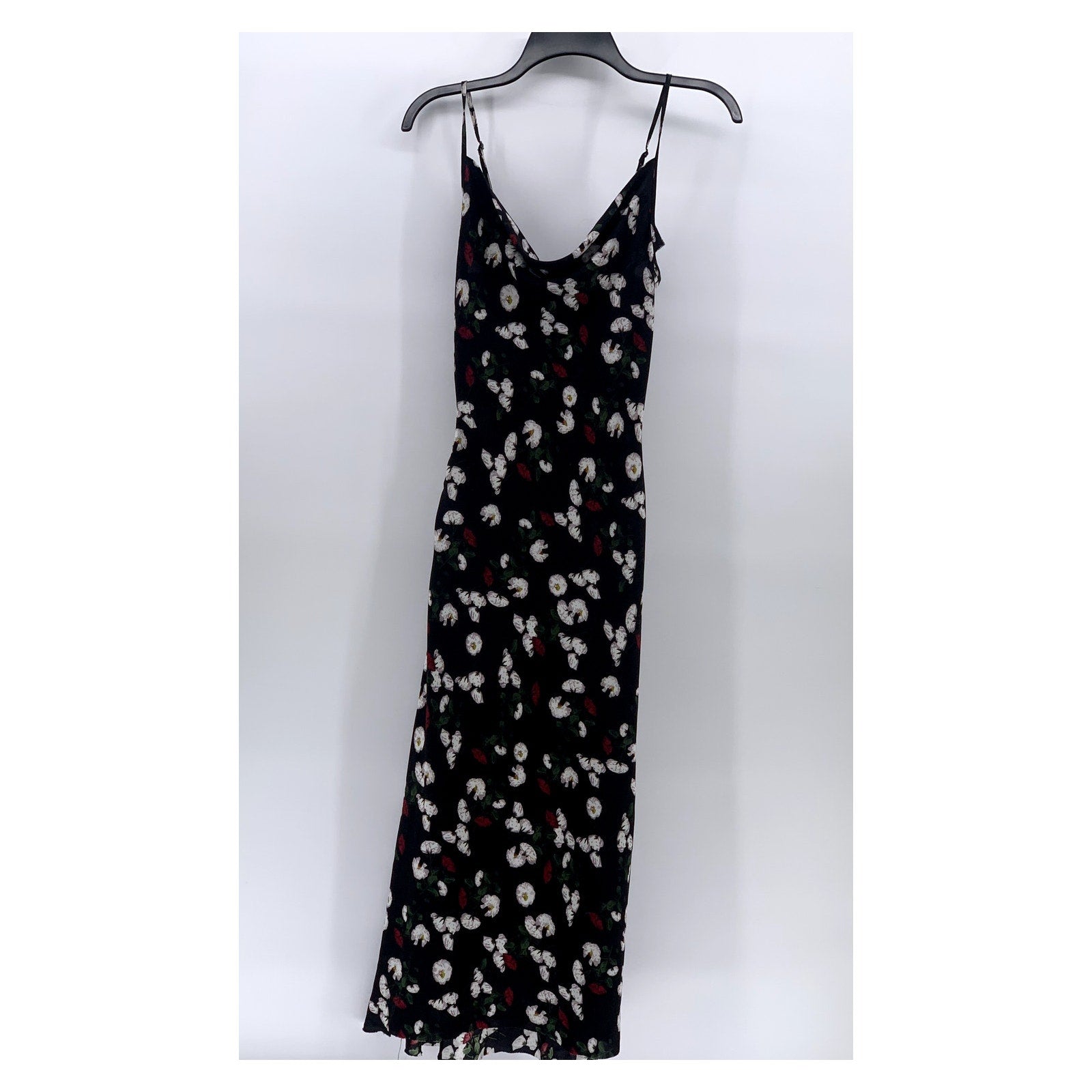 MISSGUIDED Women's Black Printed Cowl-Neck Side-Slit Midi Slip Dress SZ 2