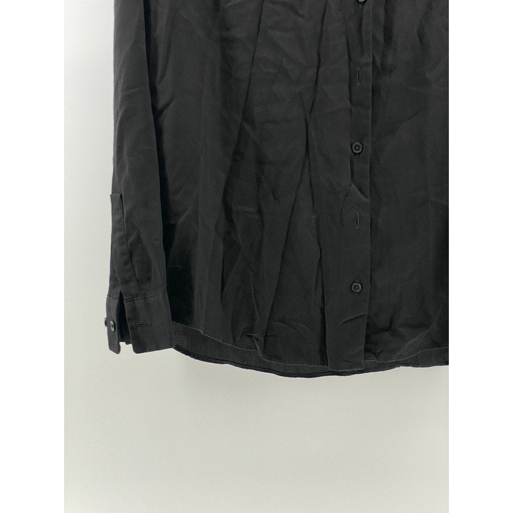 UNIQLO Women's Black Solid Button-Up Regular-Fit Long Sleeve Top SZ S