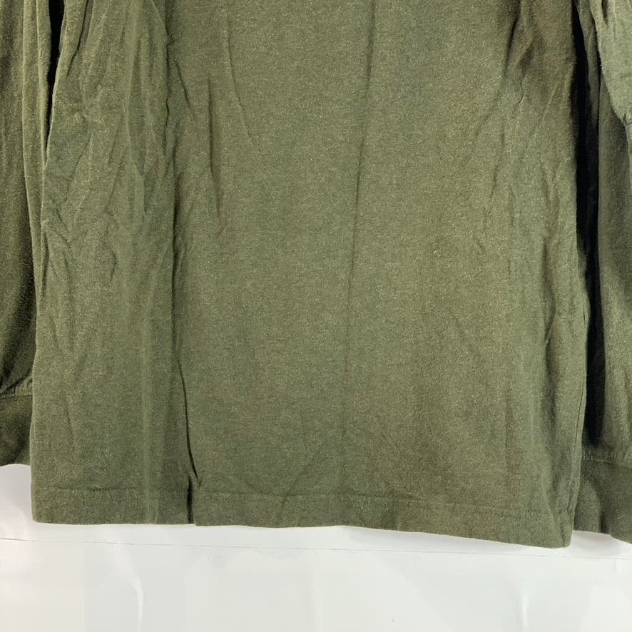 EDDIE BAUER Men's Olive Green Cotton Crewneck Essential Long Sleeve T-Shirt SZ S