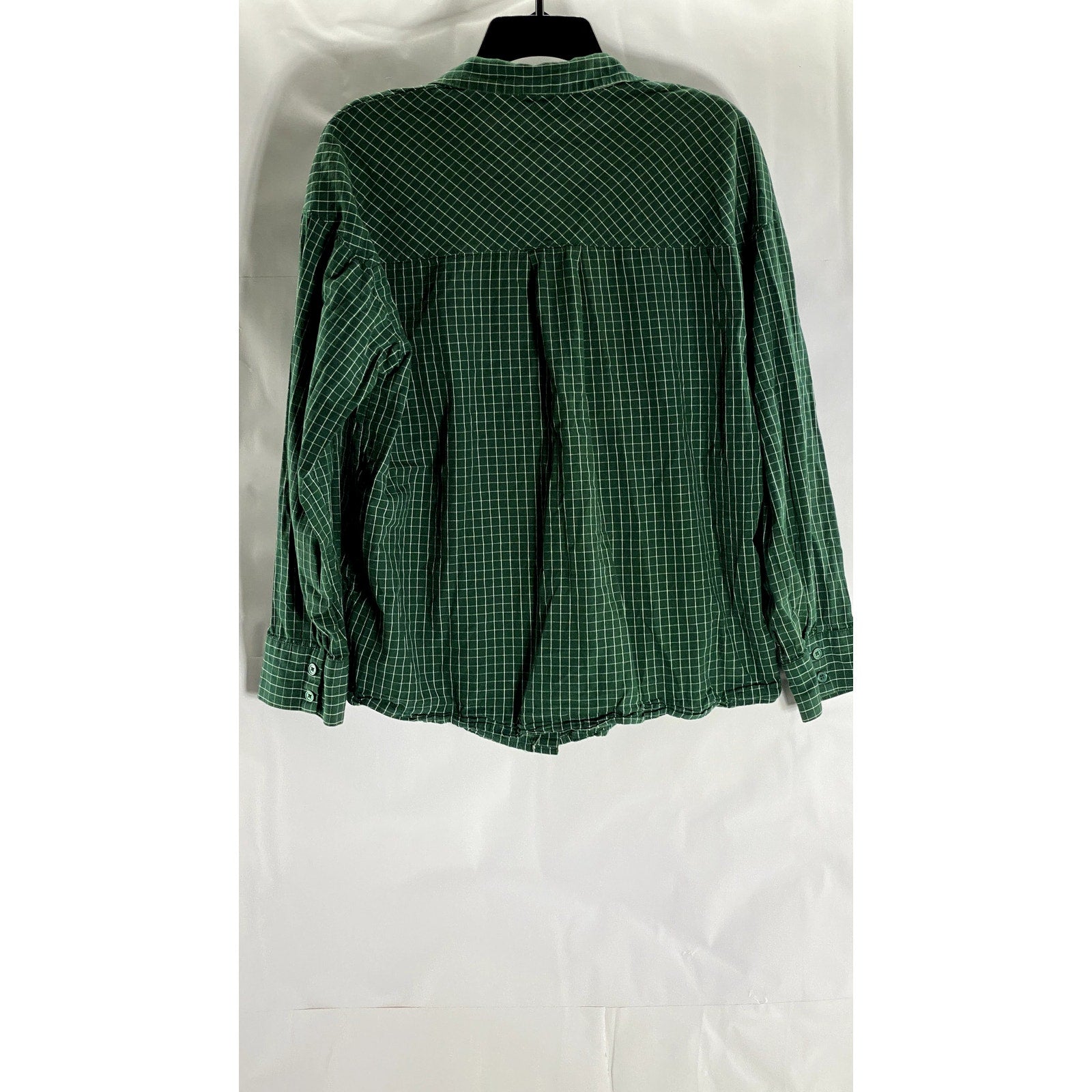 DIVIDED BY H&M Women's Dark Green Grid Check Button-Up Long Sleeve Top SZ XS