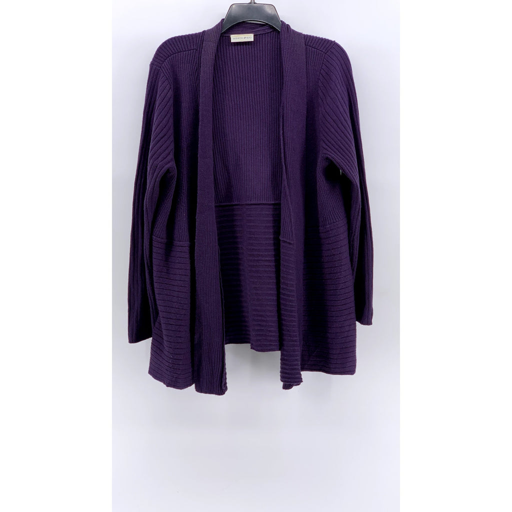FASHION BUG Women's Purple Ribbed Open-Front Cardigan SZ OS