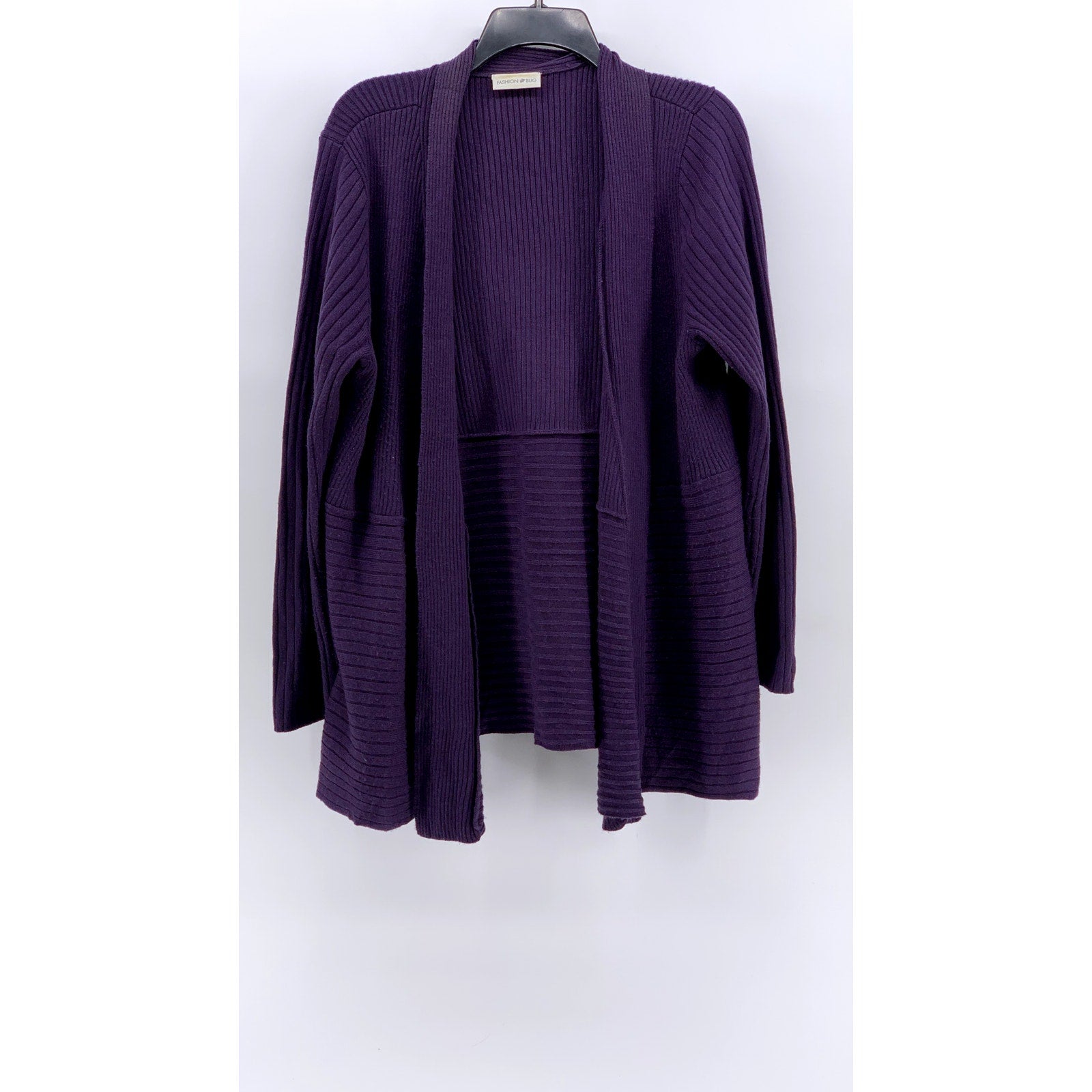 FASHION BUG Women's Purple Ribbed Open-Front Cardigan SZ OS