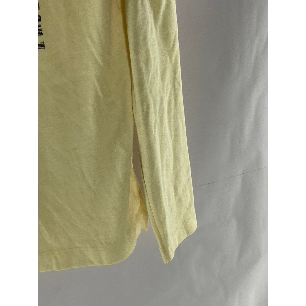 ALLIANCE Men's Beige Music Script Crewneck Long Sleeve T-Shirt SZ L