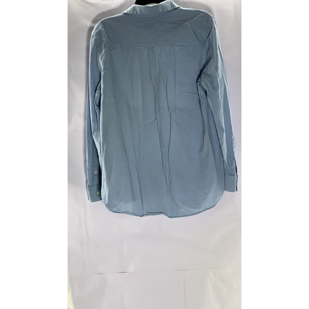 CORELIFE Women's Light Blue Regular-Fit Button-Up Long Sleeve Top SZ L