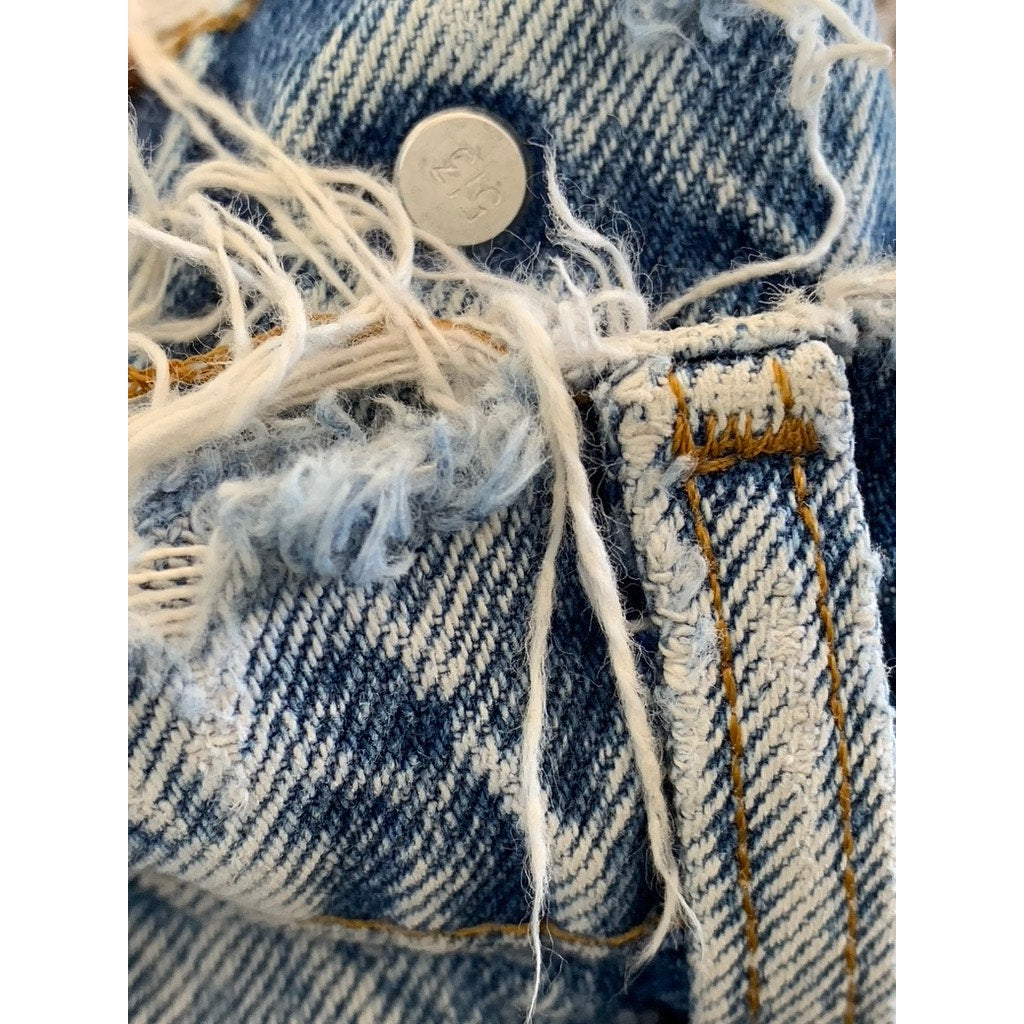 LEVI'S Men's Light Wash Distressed Denim Straight-Leg Five-Pocket Jean SZ 30X30