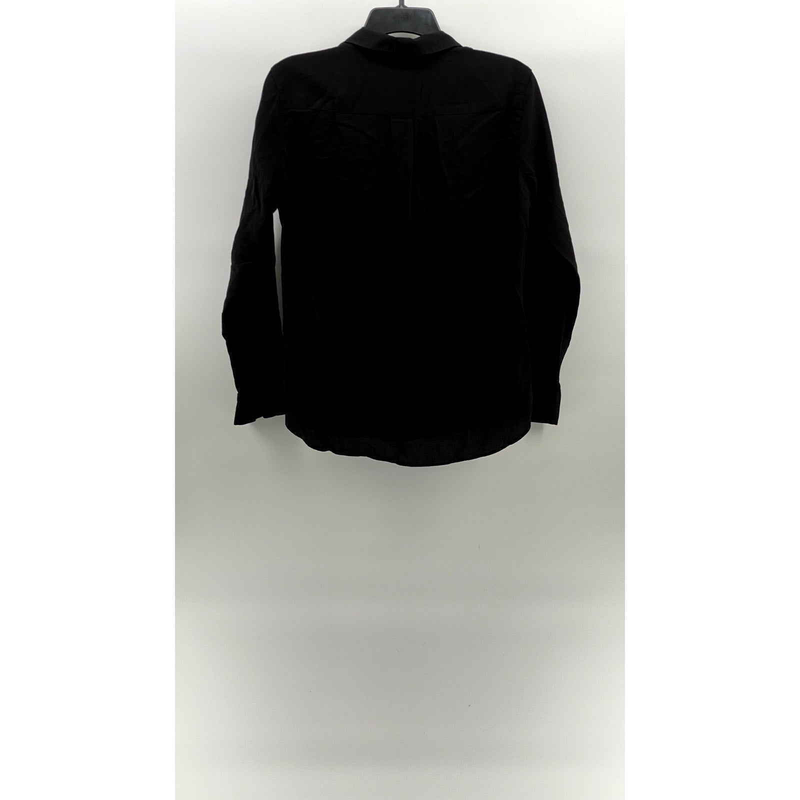 UNIQLO Women's Black Solid Button-Up Regular-Fit Long Sleeve Top SZ S